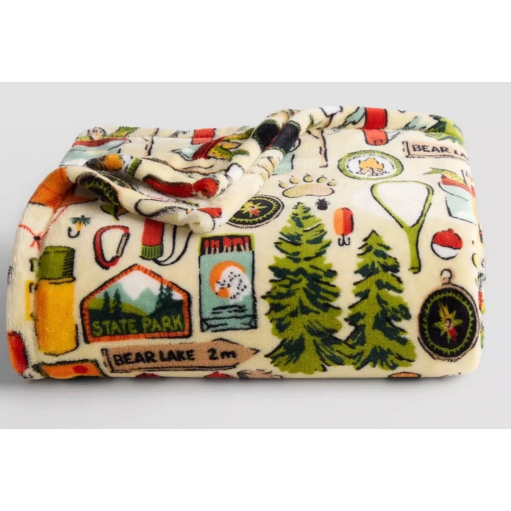 The Big One Camping Plush Throw Blanket - Picture 1 of 2